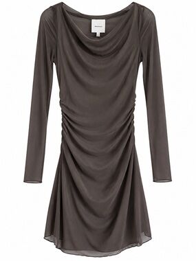 NWT Reformation Reese Knit Dress Gray Size S Ruched Long Sleeve